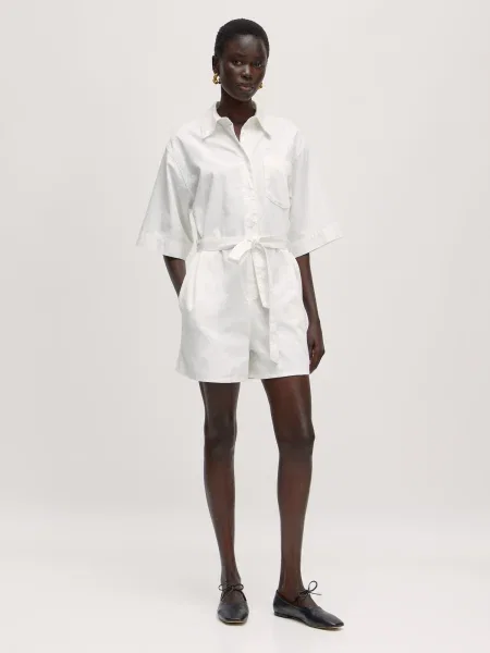 EDITED Salopeta Nuria / denim alb