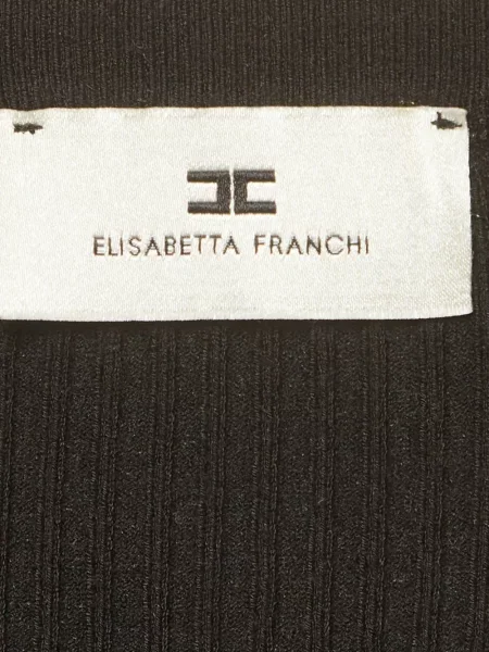 Плетен пуловер Elisabetta Franchi с V-образно деколте черно