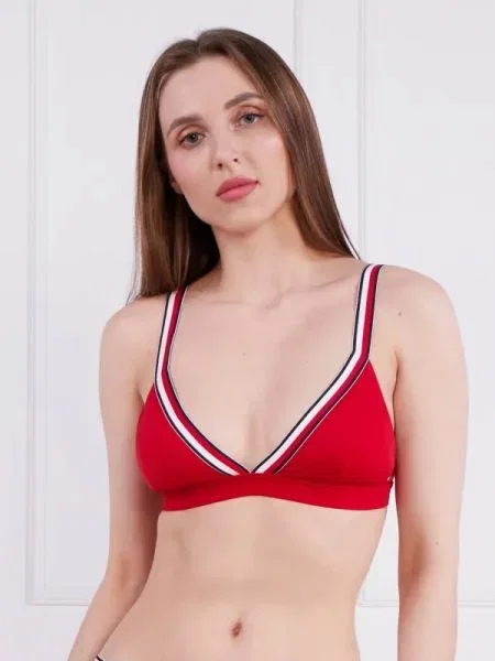Tommy Hilfiger Sutien de baie TH GLOBAL STRIPE-S roșu