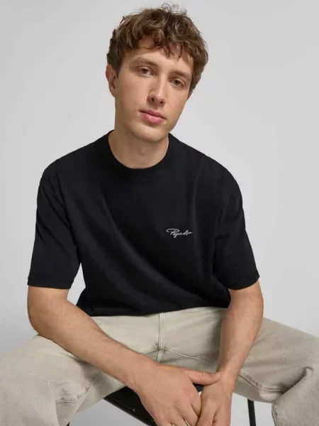 Oversized T-shirt z Wyhaftowane logo Pegador czarna