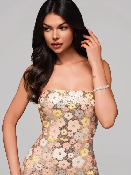 Rochie de seară Edoti de costum gri