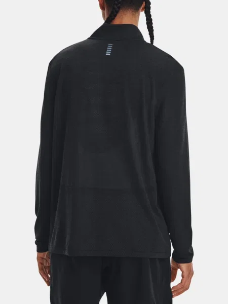 Pánske bežecké tričko Under Armour Seamless Stride Zip black/reflective čierna