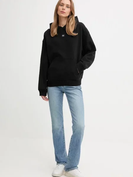 Calvin Klein Jeans bluza z kapturem gładka czarny
