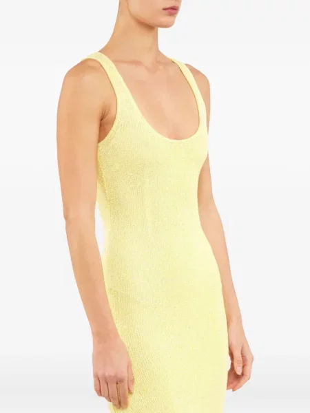 Rochie maxi Asta Resort cu decolteu în U de costum galben