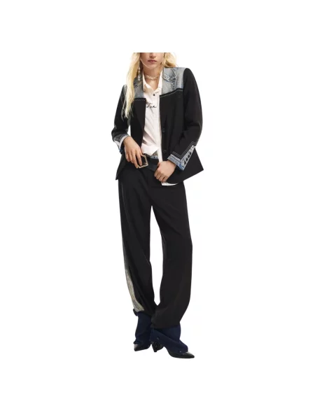 Kołnierzykowy kurtka Desigual z dekoltem w serek z klapą czarna