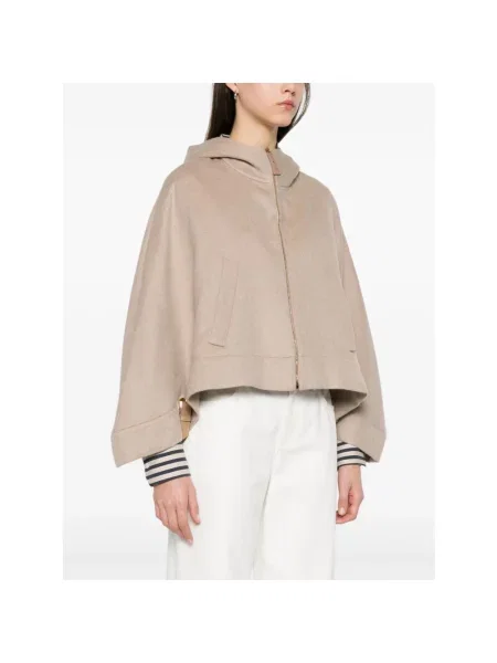 Bluza z kapturem Max Mara z kapturem brązowa