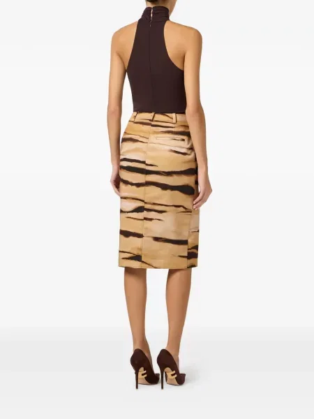 Spódnica midi Elisabetta Franchi z nadrukiem w tygrysie prążki do kolan