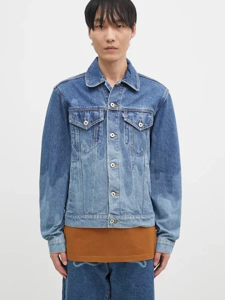 Traper jakna ICECREAM Lazer Drip Denim Trucker za muškarce za prijelazno razdoblje plava