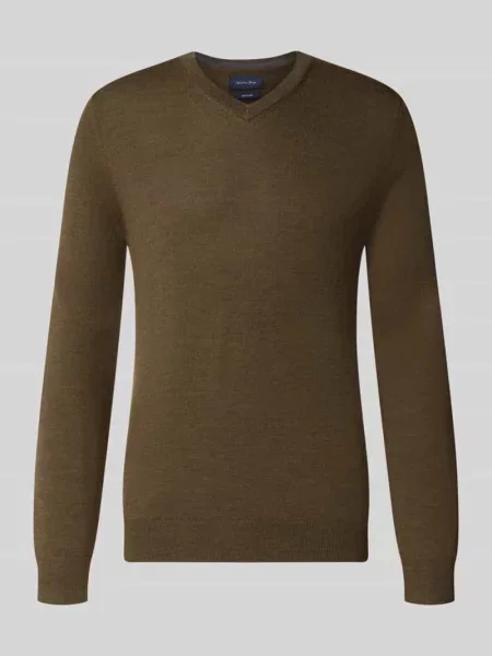 Sweter z dzianiny z mieszanki wełny z dekoltem w serek Christian Berg Men