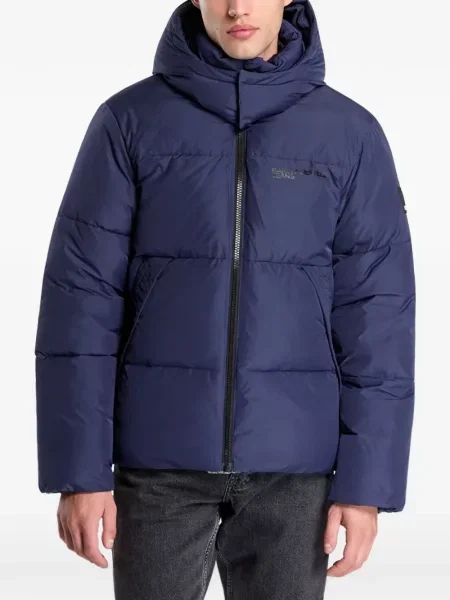 Geacă de blugi Karl Lagerfeld Jeans cu glugă albastru