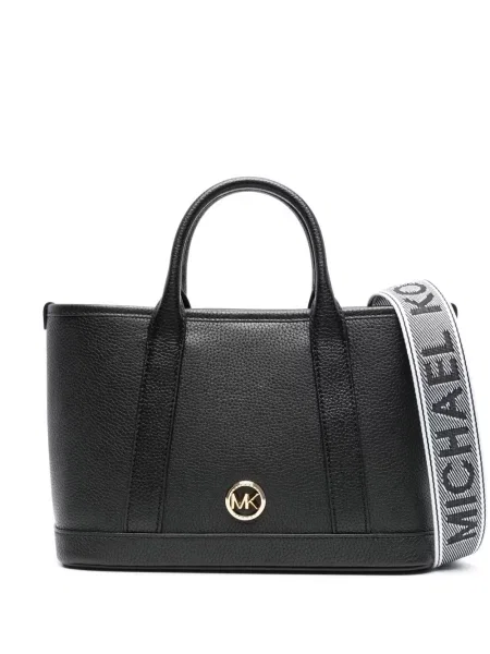 Kožna prugasta kožna torba Michael Michael Kors s kristalima plava
