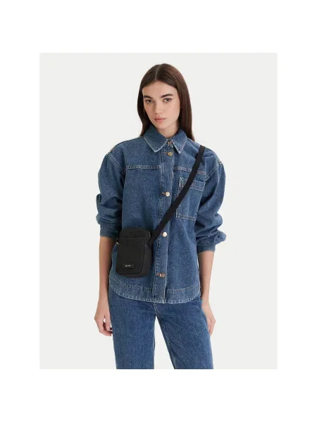 Geantă crossover Calvin Klein Embossed Woven Slim Reporter negru