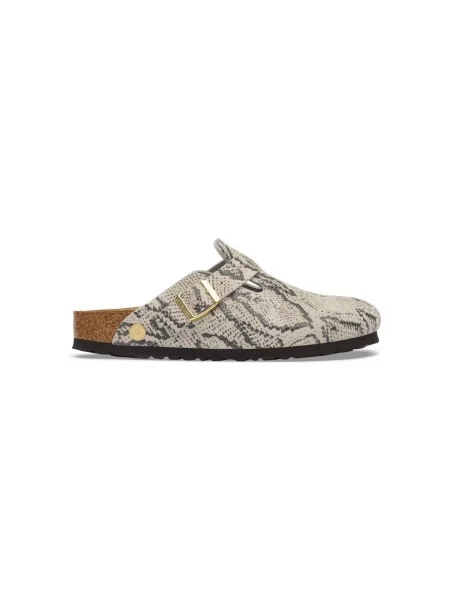 Birkenstock Mules încălțăminte Boston Rivet Logo | piele întoarsă | narrow fit gri
