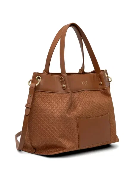 Shopper táska Armani Exchange autogrammal barna