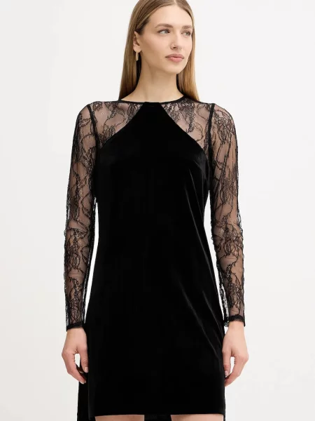 Liu Jo sukienka welurowa mini dopasowana czarny