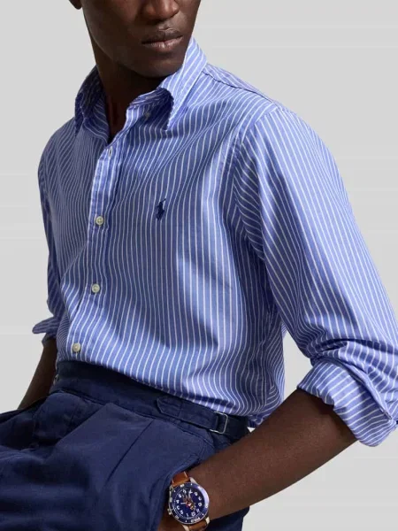 Koszula casualowa o kroju custom fit z czystej bawełny Polo Ralph Lauren niebieska