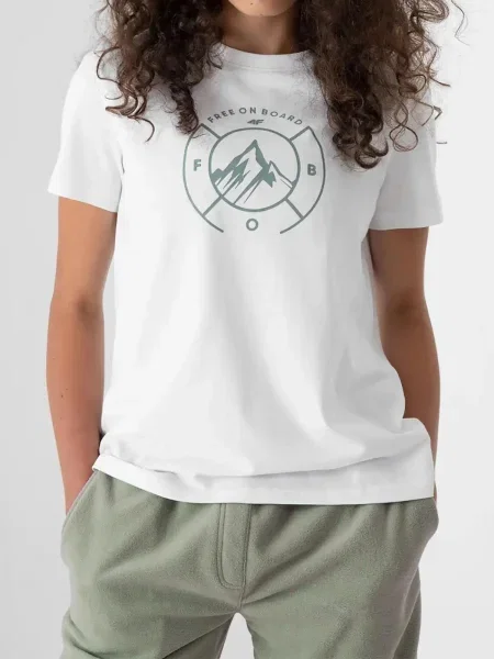 Majica 4f s potiskom bela