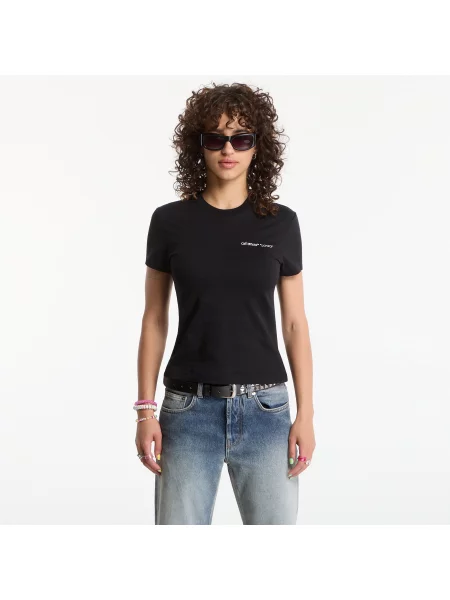 Tricou Off-White Logo Quote Fitted Tee Black S alb