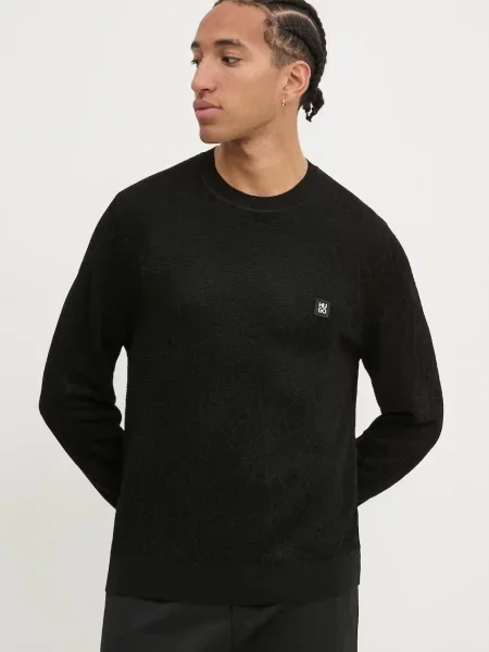 HUGO pulover din amestec de lână bărbați light negru