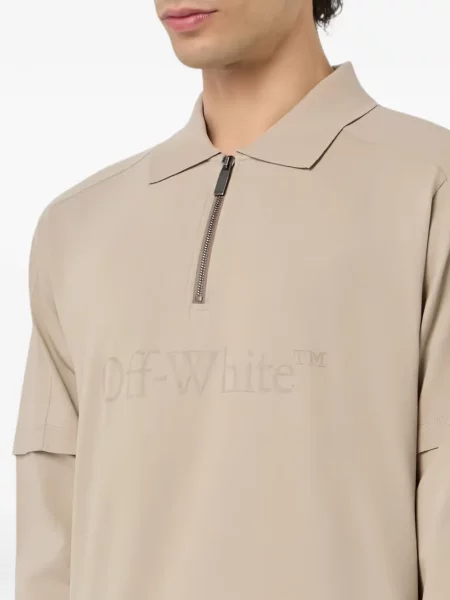 Tricou polo Off-white cu imagine alb