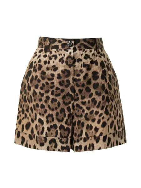 Szorty Dolce And Gabbana w panterkę popelinowe brązowe