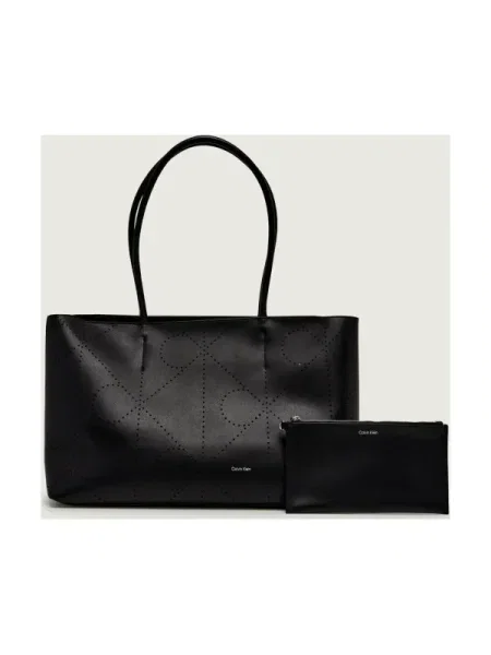 Calvin Klein Táska Emblem Aop Perfor Lthr Tote fekete
