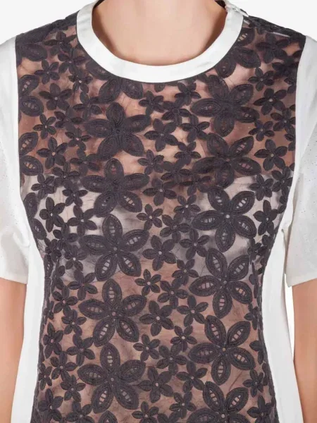 Tricou Joseph cu model floral din dantelă negru