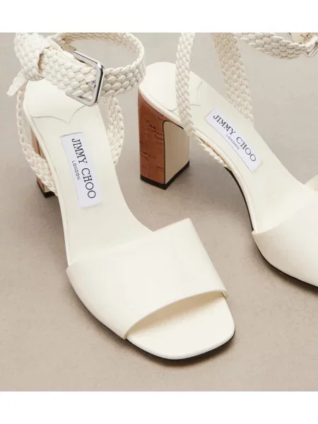 Sandale Jimmy Choo din piele țesuți alb