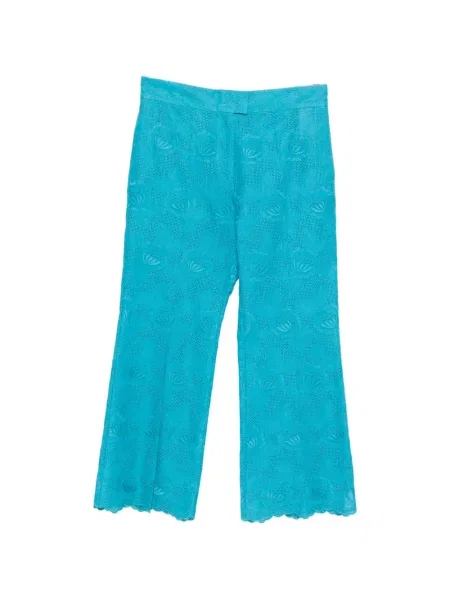 Pantaloni Valentino Garavani cu broderie cu model floral albastru