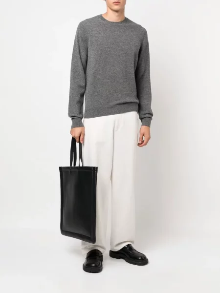 Ilgas megztinis Comme Des Garçons Shirt apvaliu kaklu pilka