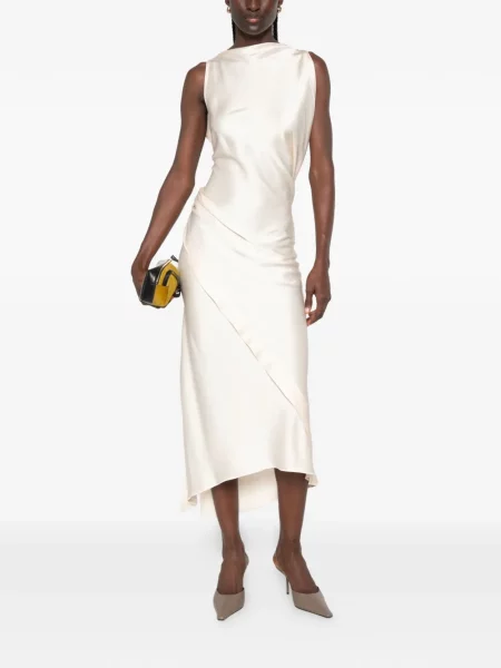 Rochie Victoria Beckham fără mâneci asimetrică drapată