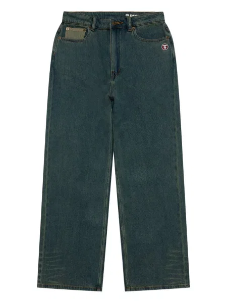 Blugi Aape By A Bathing Ape cu broderie albastru