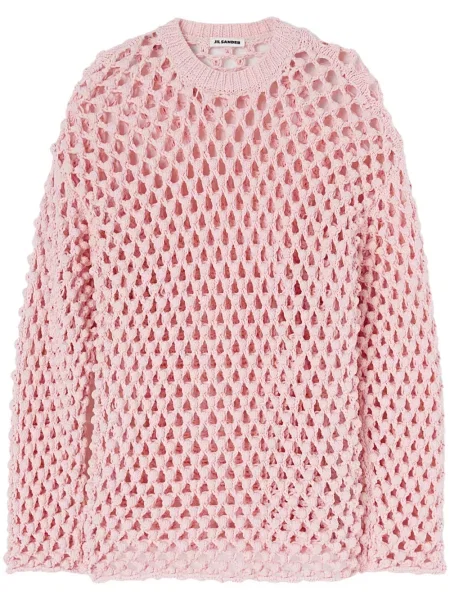 Sweter Jil Sander z okrągłym dekoltem różowy