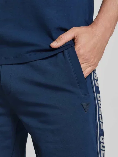 Szorty z elastycznym pasem i tunelem Guess Activewear granatowe