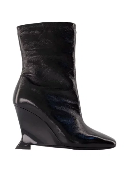 Cizme scurte Balmain din piele cu pană negru