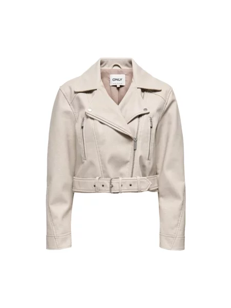 Marynarka Only z dekoltem w serek z długim rękawem beżowa