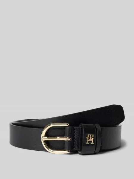 Skórzany z aplikacją z logo Tommy Hilfiger czarny