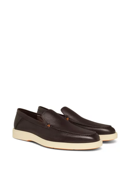 Pantofi loafer Santoni din piele maro