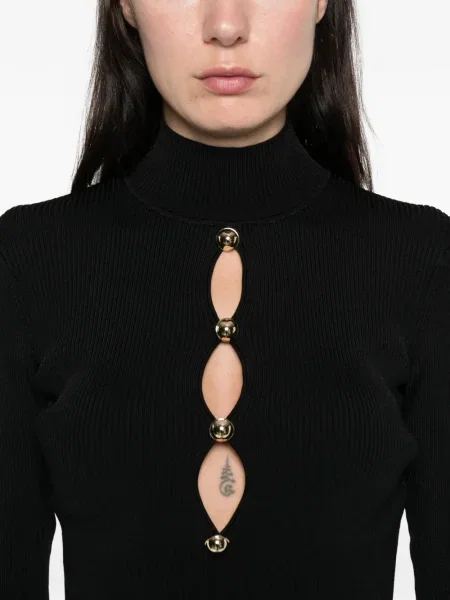 Top Self-portrait tricotate lung negru