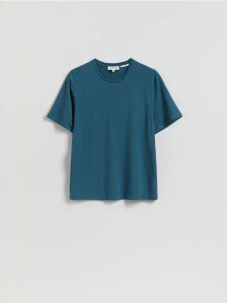 Reserved Tricou regular fit cu conținut ridicat de fibre de bambus metalizat albastru