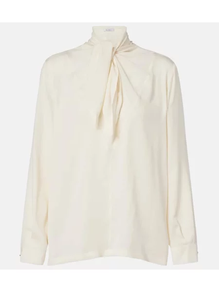 Cămașă Max Mara de mătase alb