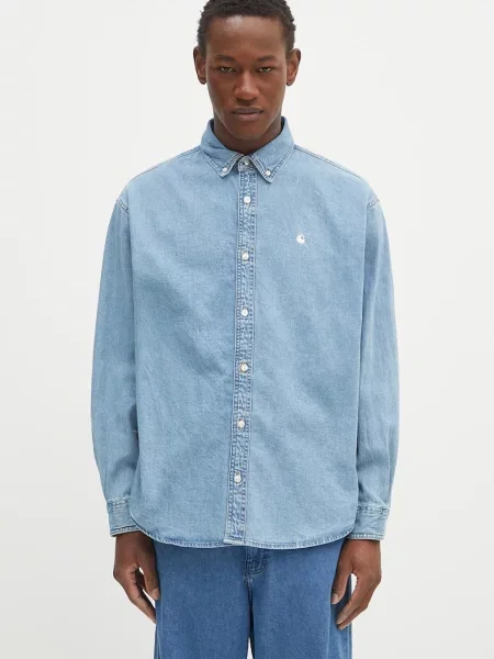 Džínová košile Carhartt WIP L/S Lucas Shirt regular s límečkem button-down modrá