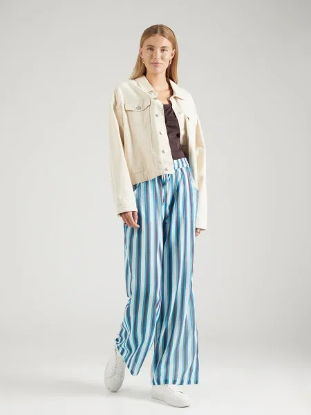 TOPSHOP Pantaloni azur / roșu bordeaux alb