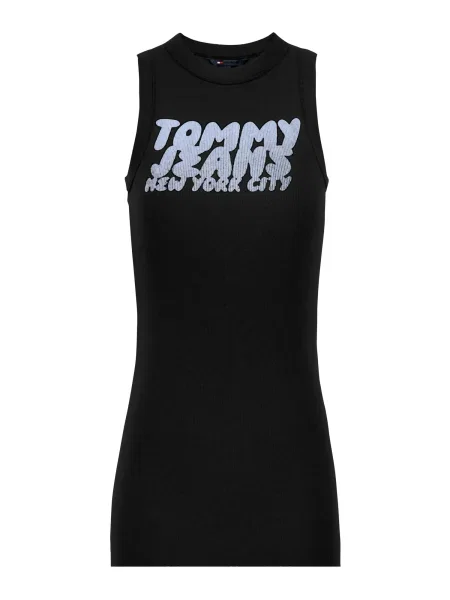 Kostiumas džinsinė suknelė Tommy Jeans juoda