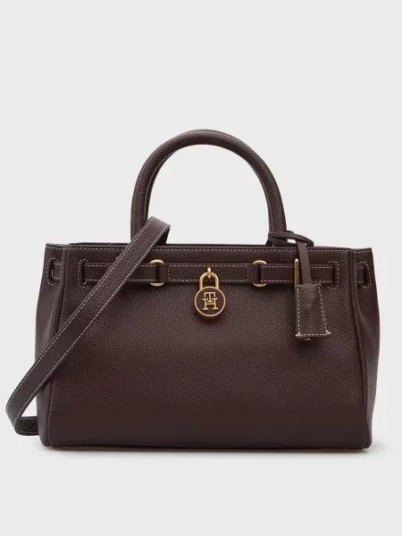 Шкіряна сумка Tommy Hilfiger коричнева