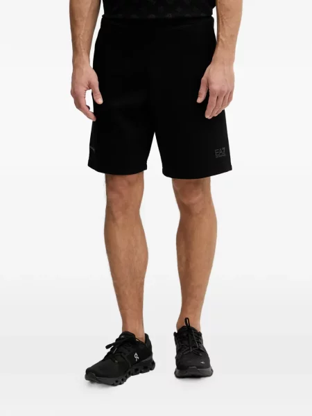 Pantaloni scurți Ea7 Emporio Armani cu imagine negru