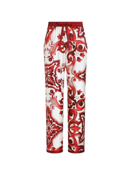 Pantaloni Dolce & Gabbana cu imagine din țesătură twill alb