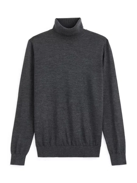 Sweter z golfem Celio z wełny merino szary