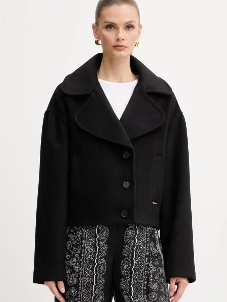 Palton Just Cavalli de lână negru