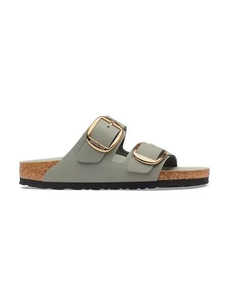 Papuci Birkenstock din piele cu cataramă verde